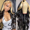 Aligrace 13x4 Lace Body Wave Wigs Blonde Skunk Stripe