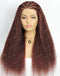 Jessies Wig Reddish Brown Kinky Straight 13x4 Braided Lace Frontal Wig Glueless Human Hair Wig