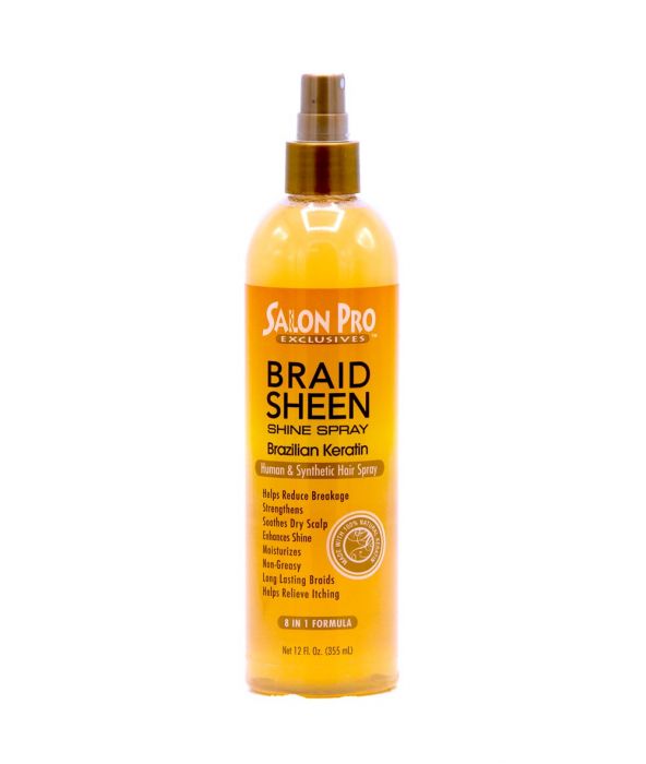 Salon Pro Braid Sheen Shine Spray Brazilian Keratin 12 Oz