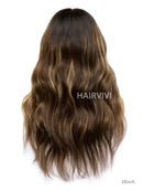 Hairvivi Amy Brown Hair With Blonde Highlights Invisible Scalp 13x4.5 Lace Frontal Wig