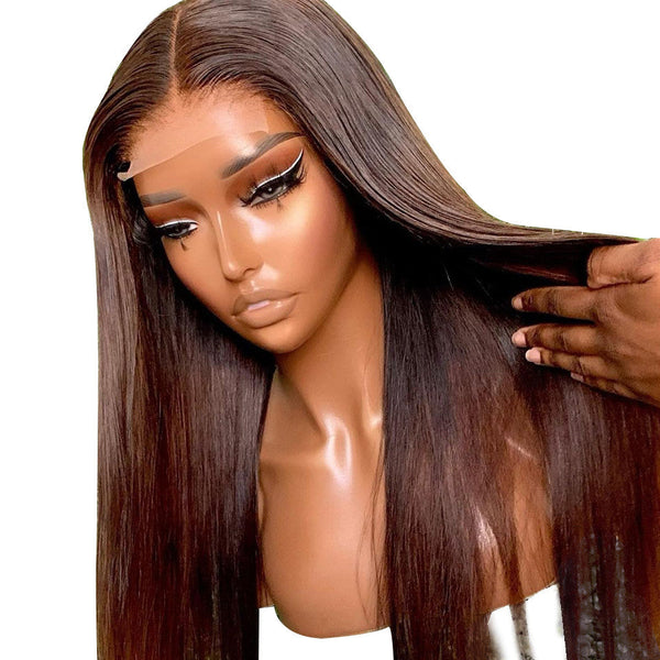 5x5 13x4 HD Lace Front Wigs Transparent Lace #4 Dark Brown Colored Human Hair Wigs
