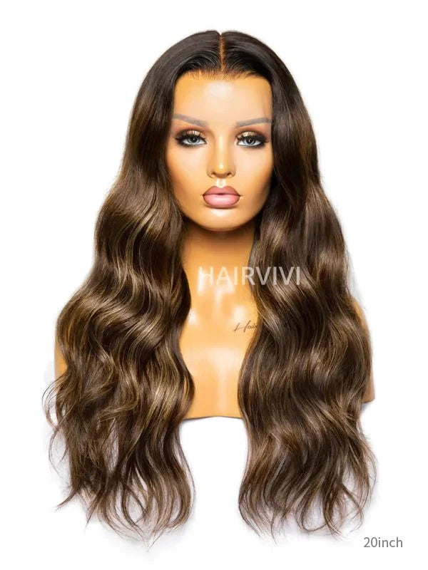 Hairvivi Brooklyn Brown Hair With Babylights Wig Fake Scalp HD Lace Frontal