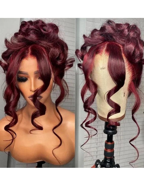 Jessies Wig Dark Red Wine Color 13x4 HD Lace Frontal Real Human Hair Wigs