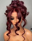 Jessies Wig Dark Red Wine Color 13x4 HD Lace Frontal Real Human Hair Wigs