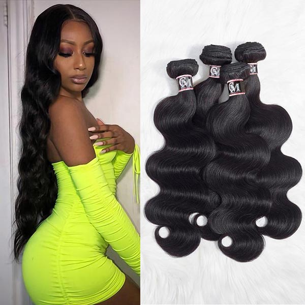 Natural Black Body Wave Bundles 1/3/4Pcs Hair Extensions