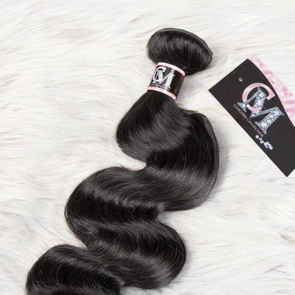 CurlyMe Body Wave Virgin Human Hair 3 Bundles With 4x4/5x5 Closure Natural Black