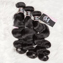 CurlyMe Body Wave Virgin Human Hair 3 Bundles With 4x4/5x5 Closure Natural Black