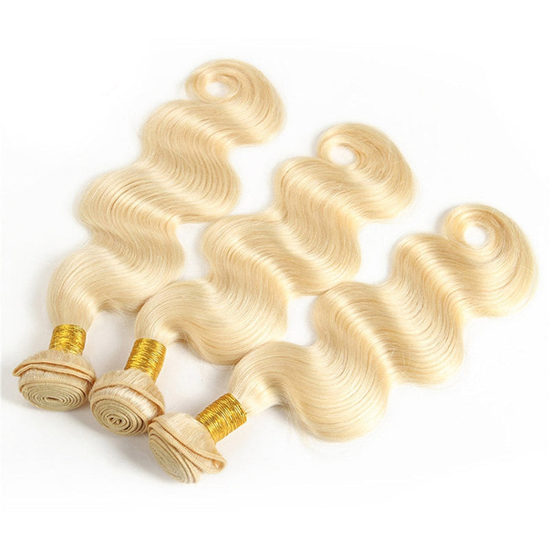 Dola Hair Body Wave 613 Blonde Human Hair Bundles With Lace Closure Blonde