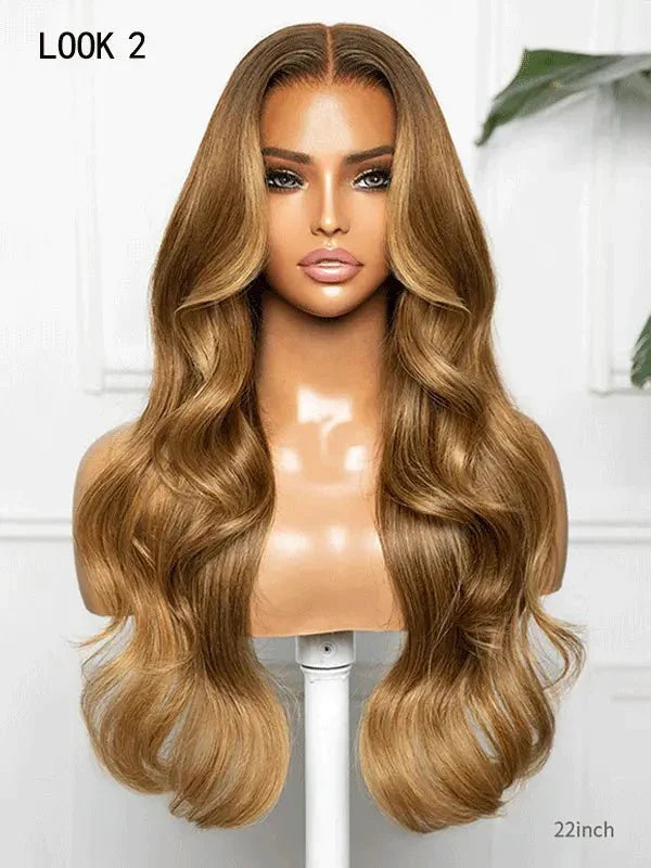 Hairvivi Allison Wavy Lace Front Wigs Caramel Light Brown Hair Glueless Wigs