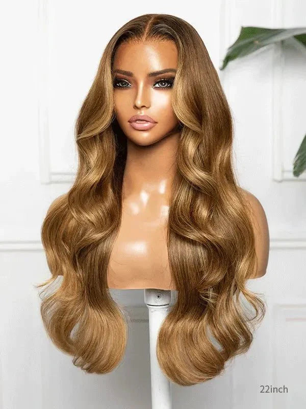 Hairvivi Allison Wavy Lace Front Wigs Caramel Light Brown Hair Glueless Wigs