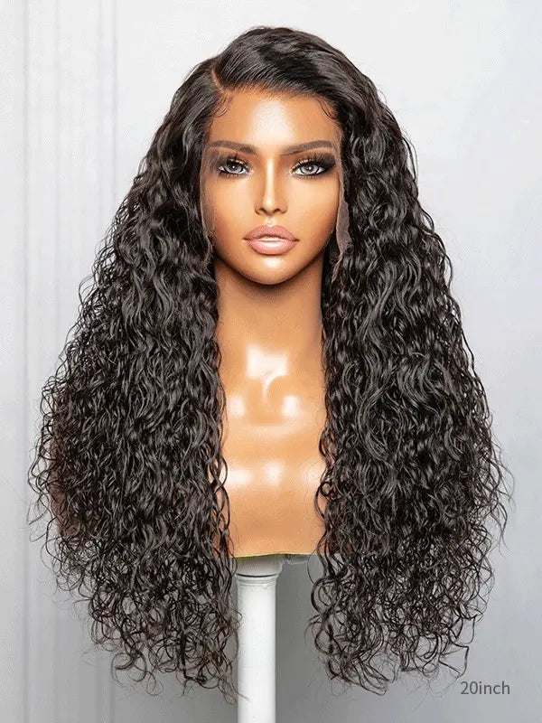 Hairvivi Janice Pre-Plucked Curly Hair Wig Water Wave HD Lace Bleached-Knots