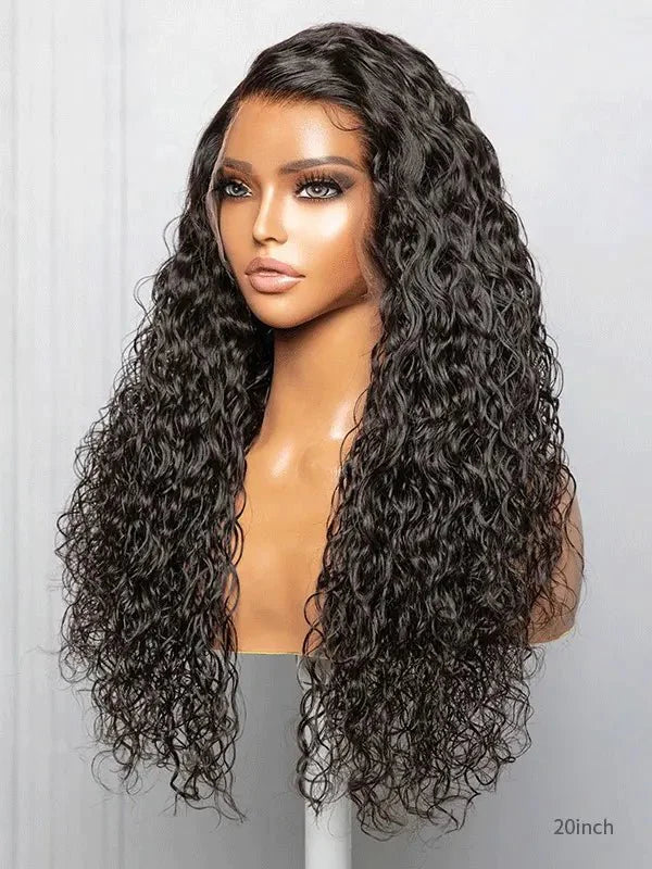 Hairvivi Janice Pre-Plucked Curly Hair Wig Water Wave HD Lace Bleached-Knots