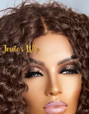 Jessies Wig Attractive Chocolate Brown Curly 13x4 Lace Frontal Bob Human Hair Wig Double Drawn Glueless Wig