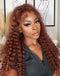 Jessies Wig Reddish Brown Colored Deep Curly 4x4 Lace Closure Wig HD Lace 13x4 Lace Front Human Hair Wigs