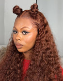 Jessies Wig Reddish Brown Colored Deep Curly 4x4 Lace Closure Wig HD Lace 13x4 Lace Front Human Hair Wigs