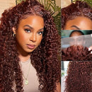 Aligrace 13x4 Lace Jerry Curly Human Hair Wig Reddish Brown