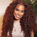 Aligrace 13x4 Lace Jerry Curly Human Hair Wig Reddish Brown