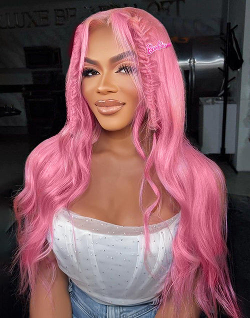 Jessies Wig Barbie Pink Colored Glueless Body Wave 13x4 Lace Front Human Hair Wig