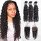 CurlyMe Deep Wave Virgin Human Hair 3 Bundles With 4x4/5x5 Closure Natural Black