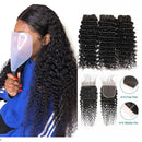 Ali Grace Deep Wave Human Hair Bundles 3 Pcs With 4x4 Lace Closure