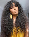 Jessies Wig Glueless Deep Curly 13x4 Lace Front Wig With Bangs Crystal HD Lace Human Hair Wig