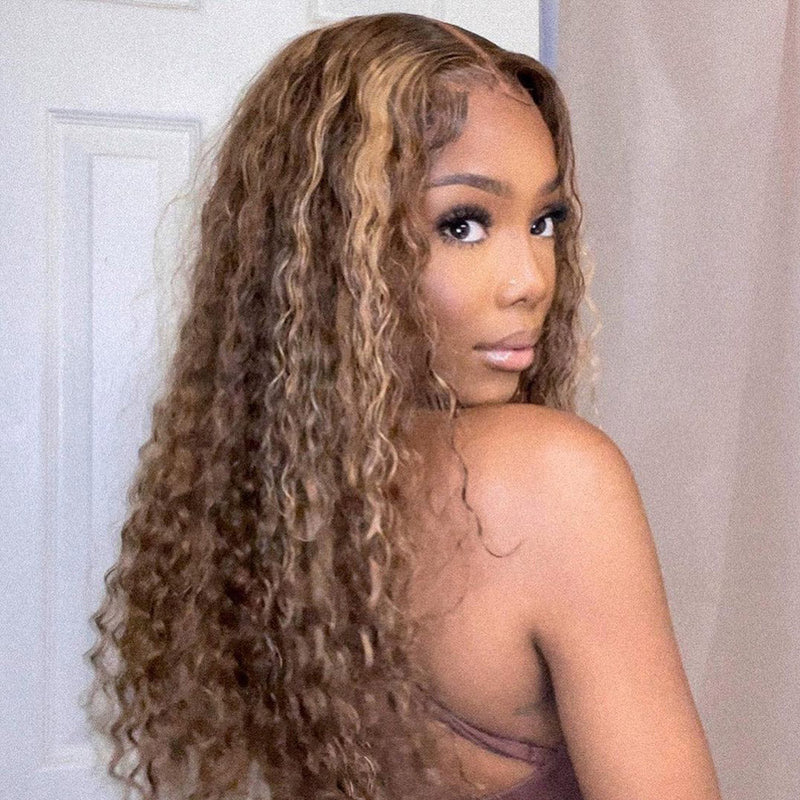 22inch-28inch Upgrade 210% Density Balayage Highlight Hair 13x4 Transparent Lace Front Human Hair Wigs