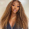 Deep Curly 4/27 Brown Colored Highlight Wig Transparent T Part Lace Wig 4/27 Mix Color