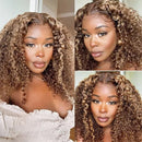 Deep Curly 4/27 Highlight Wig T Part Lace Wig