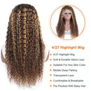 Deep Curly 4/27 Highlight Wig T Part Lace Wig