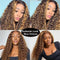 Deep Curly 4/27 Brown Colored Highlight Wig Transparent T Part Lace Wig 4/27 Mix Color