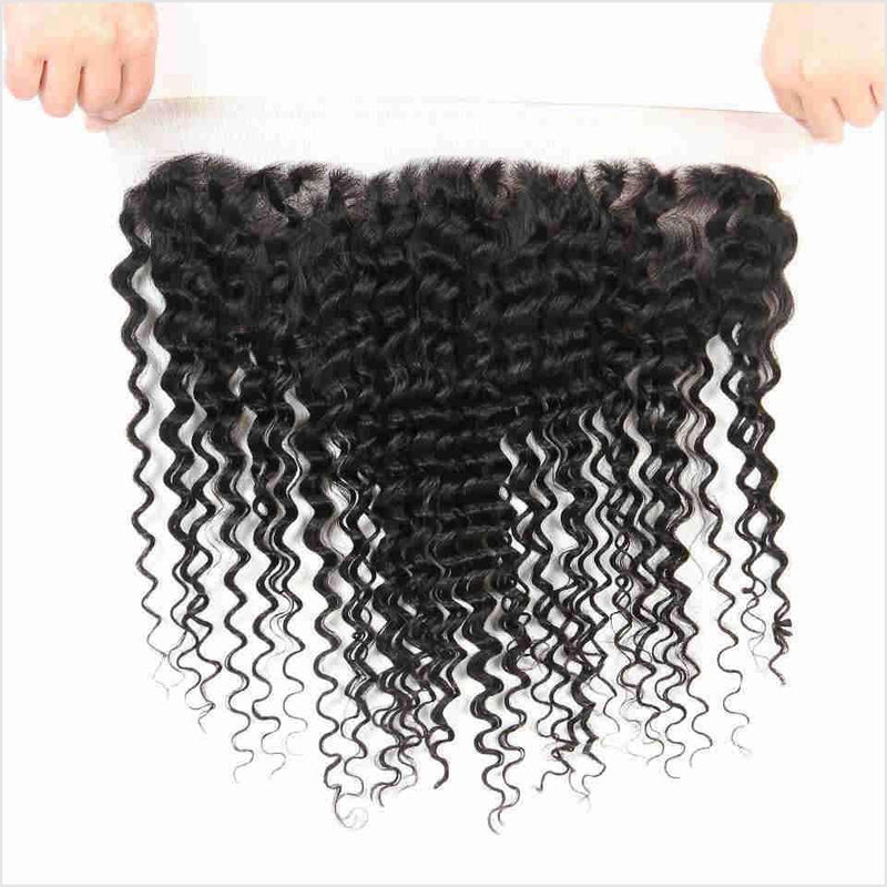 Ali Grace Brazilian Deep Wave 13*4 Lace Frontal Ear to Ear Deep Curly Human Hair Lace Frontal Closure Middle Part