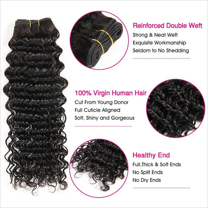 Ali Grace 4 Pcs Deep Wave Human Hair Weave