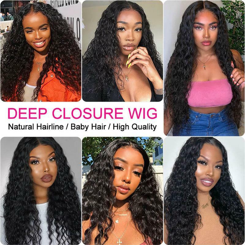 Aligrace 4X4 Closure Deep Wave Human Hair Wigs