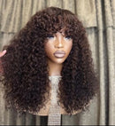 Dola Hair Glueless High Density Messy Curly Wig With Bangs Brazilian Human Hair Wig