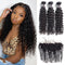 CurlyMe Deep Wave Virgin Human Hair 3 Bundles With 13x4 Frontal Natural Black