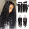 CurlyMe Deep Wave Virgin Human Hair 4 Bundles with 4x4/5x5 Closure Natural Black