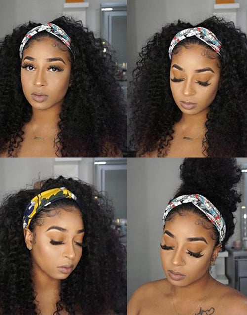 Jessies Wig Glueless Curly Human Hair Headband Wig More Natural & Breathable & Comfortable