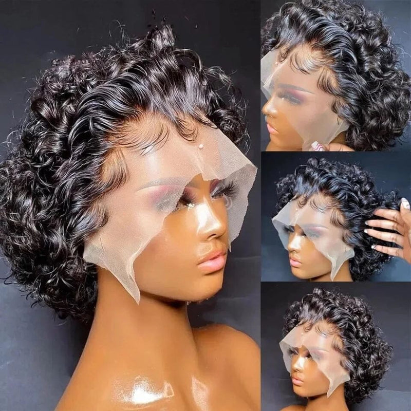 Ali Grace 13X1 Lace Pixie Cut Short Bob Curly Wigs