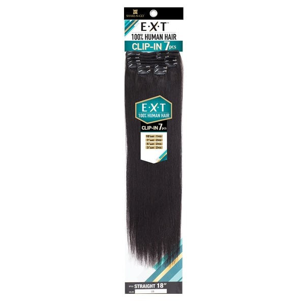 Shake-N-Go E-X-T Human Hair Clip In Extensions - Straight 7pcs 18"