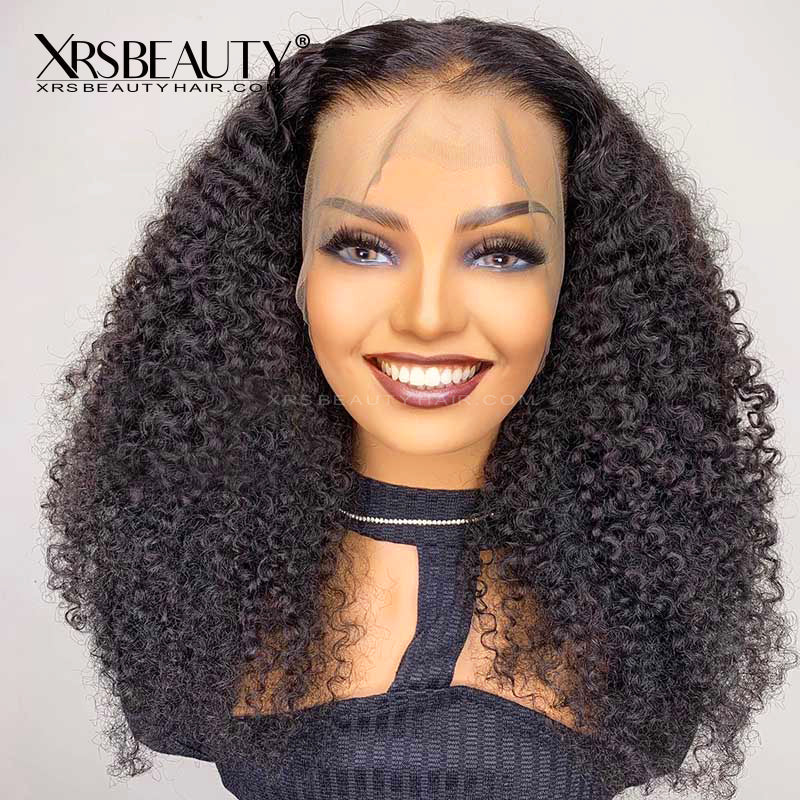 Xrs Beauty Hair Kinky Curly FAKE SCALP 13X6 Lace Front Natural Virgin Human Hair Wig 150% Density [FSW05]