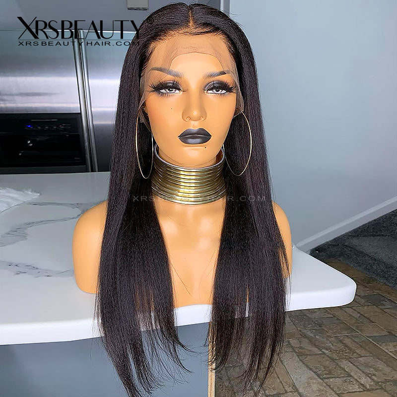 Xrs Beauty Hair 13×6 FAKE SCALP Lace Frontal Yaki Straight Wig 150% Density Human Hair [FSW08]