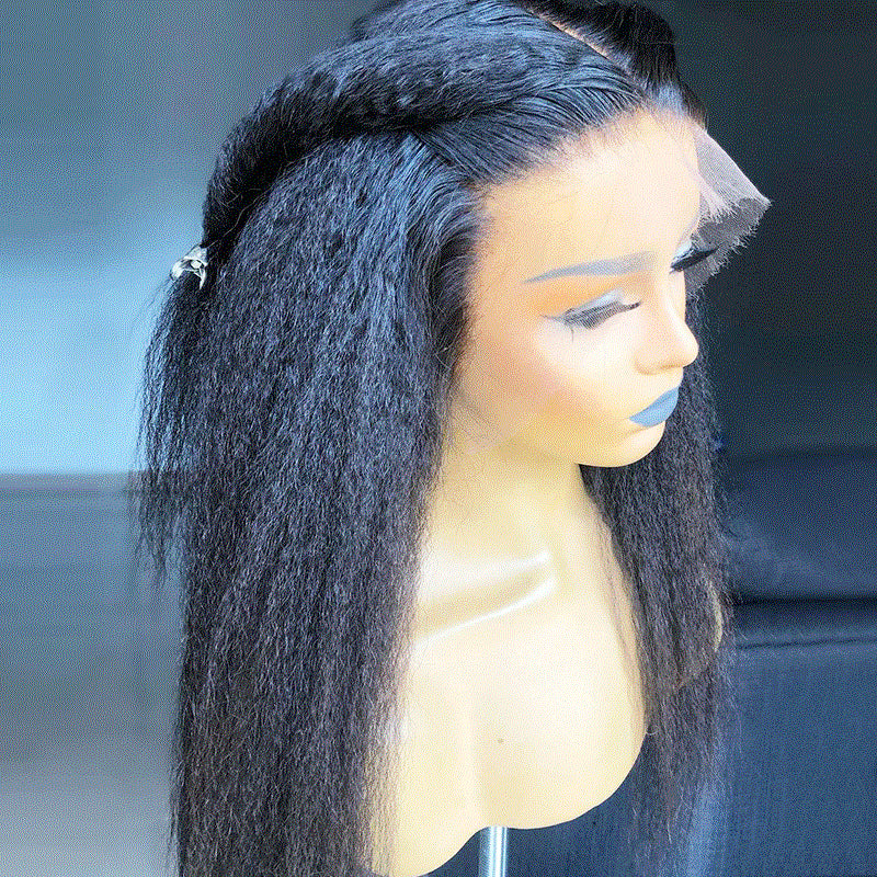 Xrs Beauty Hair Real Human Hair HD Full Lace Wig Kinky Straight Clean Hairline Knots [FLW07]