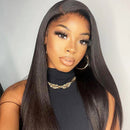 Xrs Beauty Hair Real Human Hair HD Full Lace Wig Yaki Straight Clean Hairline Knots [FLW08]