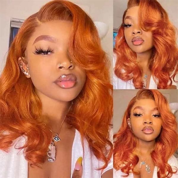 Mslynn Orange Ginger Lace Front Wig Body Wave Wig Colored Human Hair Wigs