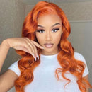 Mslynn Orange Ginger Lace Front Wig Body Wave Wig Colored Human Hair Wigs