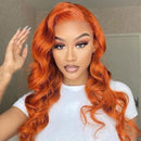 Mslynn Orange Ginger Lace Front Wig Body Wave Wig Colored Human Hair Wigs