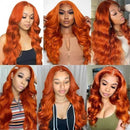 Mslynn Orange Ginger Lace Front Wig Body Wave Wig Colored Human Hair Wigs