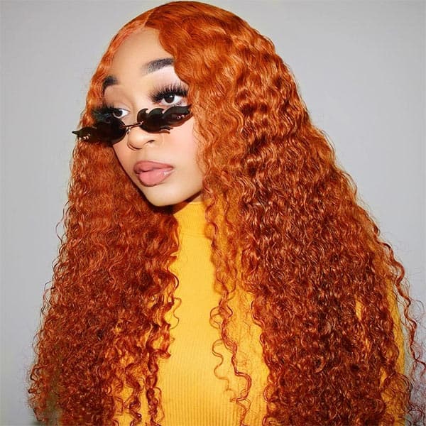 Mslynn Orange Ginger Wig Water Wave13X4 Lace Front Wig Colored Human Hair Wigs