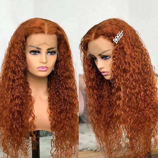 Mslynn Orange Ginger Wig Water Wave13X4 Lace Front Wig Colored Human Hair Wigs