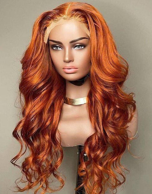 Jessies Wig Ginger Orange Color Glueless 13X4 Frontal Lace Wig 4x4 Closure Wig